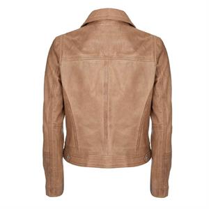 Mint Velvet Tan Zip Leather Biker Jacket